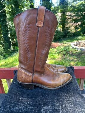 Men's Brown Leather Western Boots size 9 1/2 D